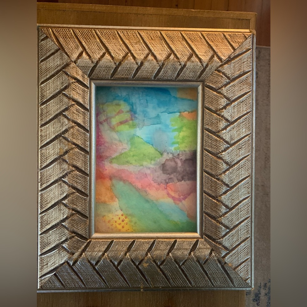 Vibrant Abstract Watercolor in Textured Frame